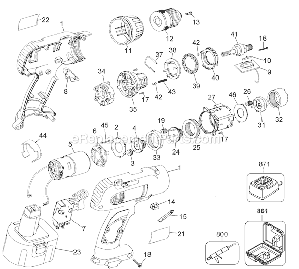 Page A Diagram and Parts List for MTE23 Type 2 Black and Decker Cordless Drill